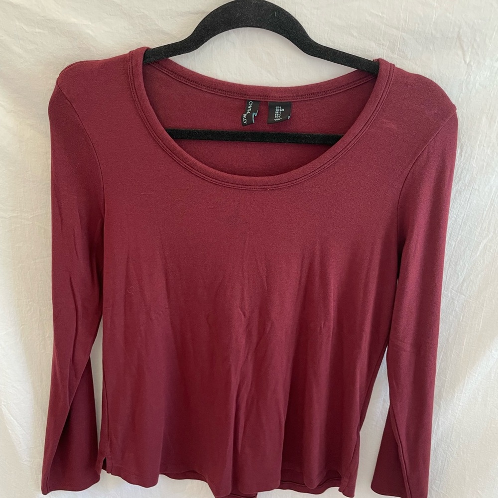 Cynthia Rowley Deep Red Long Sleeve Top